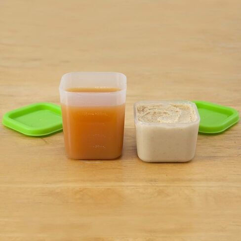 green sprouts Fresh Baby Food Unbreakable Cubes (2oz/4pk) | Store, carry, & serve homemade baby food | Lid provides leak-proof seal, Made from safer plastic, Embossed with measurements in Saudi Arabia