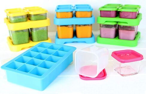 green sprouts Fresh Baby Food Unbreakable Cubes (2oz/4pk) | Store, carry, & serve homemade baby food | Lid provides leak-proof seal, Made from safer plastic, Embossed with measurements in Saudi Arabia