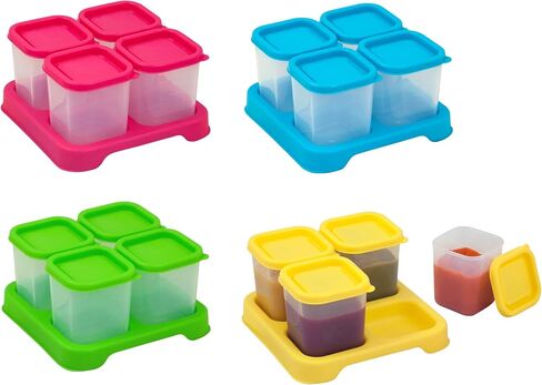 green sprouts Fresh Baby Food Unbreakable Cubes (2oz/4pk) | Store, carry, & serve homemade baby food | Lid provides leak-proof seal, Made from safer plastic, Embossed with measurements in Saudi Arabia