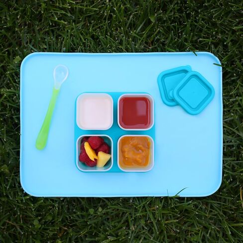 green sprouts Fresh Baby Food Unbreakable Cubes (2oz/4pk) | Store, carry, & serve homemade baby food | Lid provides leak-proof seal, Made from safer plastic, Embossed with measurements in Saudi Arabia