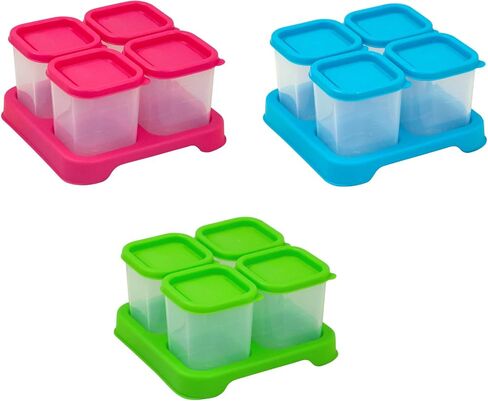 green sprouts Fresh Baby Food Unbreakable Cubes (2oz/4pk) | Store, carry, & serve homemade baby food | Lid provides leak-proof seal, Made from safer plastic, Embossed with measurements in Saudi Arabia