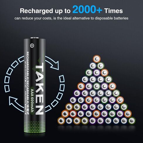 Taken 4Pack Ni-MH AAA Rechargeable Battery 1.2V 600mAh Batteries for Panasonic Cordless Phones, Tripple AAA Rechargeable Batteries for Panasonic, Remote Controls, Electronics in Kuwait