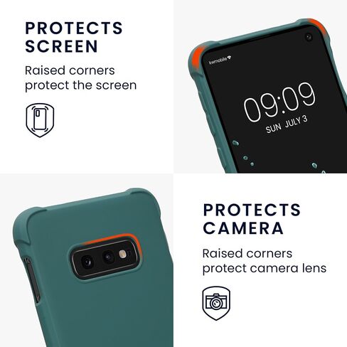 kwmobile Crossbody Case Compatible with Samsung Galaxy S10e Case - TPU Silicone Cover with Strap - Petrol in Saudi Arabia