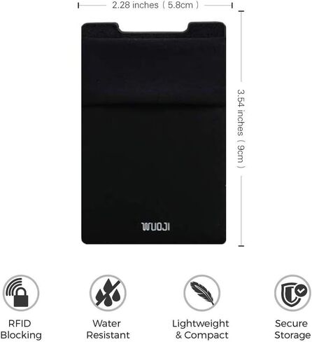 RFID Blocking Phone Card Wallet - Double Secure Pocket - Ultra-Slim Self Adhesive Credit Card Holder Card Sleeves Phone Wallet Sticker All Smartphones(Black)-3PC in Saudi Arabia