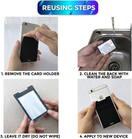 RFID Blocking Phone Card Wallet - Double Secure Pocket - Ultra-Slim Self Adhesive Credit Card Holder Card Sleeves Phone Wallet Sticker All Smartphones(Black)-3PC in Saudi Arabia
