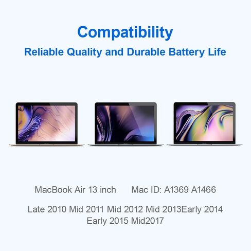 استبدال بطارية a1466 (7200 مللي أمبير) لجهاز MacBook Air a1466 (منتصف 2012-2017)، بطارية A1369 (أواخر 2010-منتصف 2011)، بطارية A1496/A1405/1377 عالية السعة in Kuwait