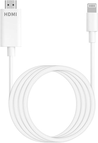 Lightning to HDMI Adapter Cable for iPhone,[Apple MFi Certified] 1080P Lightning to HDMI Digital AV Adapter HDTV Cord Compatible with iPhone/iPad to TV Projector Monitor No Need Power Supply-6.6ft in Saudi Arabia