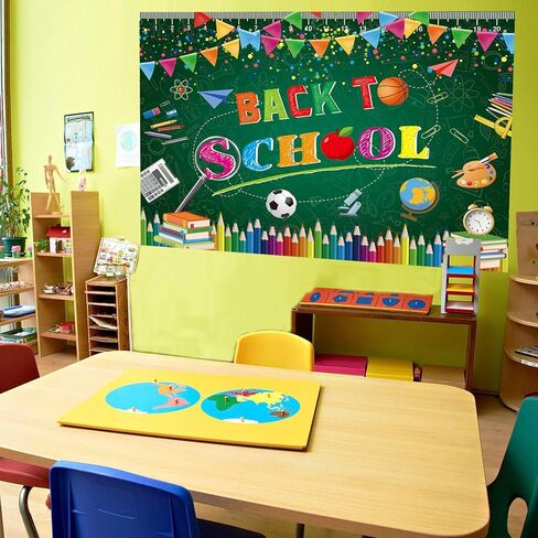 العودة إلى المدرسة خلفية اليوم الأول من المدرسة المعلم الطلاب السبورة الطرف الديكور مرحبا بكم في العودة إلى المدرسة الفصول الدراسية الصورة كشك الدعائم 7x5FT in Kuwait