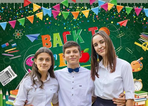 العودة إلى المدرسة خلفية اليوم الأول من المدرسة المعلم الطلاب السبورة الطرف الديكور مرحبا بكم في العودة إلى المدرسة الفصول الدراسية الصورة كشك الدعائم 7x5FT in Kuwait