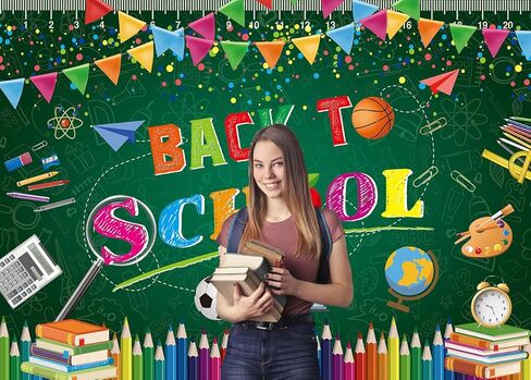 العودة إلى المدرسة خلفية اليوم الأول من المدرسة المعلم الطلاب السبورة الطرف الديكور مرحبا بكم في العودة إلى المدرسة الفصول الدراسية الصورة كشك الدعائم 7x5FT in Kuwait