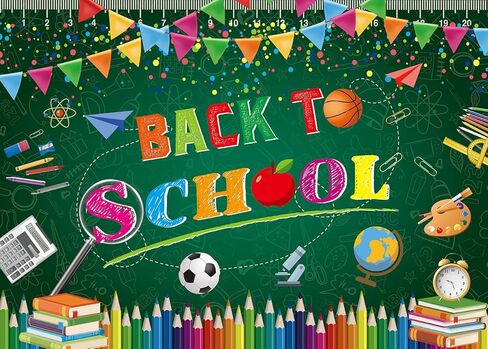 العودة إلى المدرسة خلفية اليوم الأول من المدرسة المعلم الطلاب السبورة الطرف الديكور مرحبا بكم في العودة إلى المدرسة الفصول الدراسية الصورة كشك الدعائم 7x5FT in Kuwait