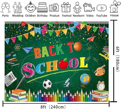 XCKALI Back to School Backdrop First Day of School Teacher Students Blackboard Party Decoration Welcome Back to School Classroom Photo Booth Props 7x5FT in Saudi Arabia