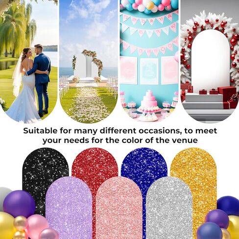 Babenest 6.6ft Black Sequin Wedding Arch Cover, Spandex Bling Arch Backdrop Cover for Celebrations, Round Top Chiara Stand Cover for Party Ceremony Birthday Baby Shower Anniversary Decoration in Saudi Arabia