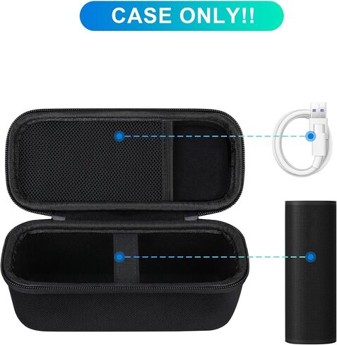 BOVKE Carrying Case Compatible with Sonos Roam 2 Portable Waterproof Bluetooth Wireless Speaker, Roam 2 Bluetooth Speaker Holder with Mesh Pocket for Charging Cables Accessories, Black+Black in Kuwait