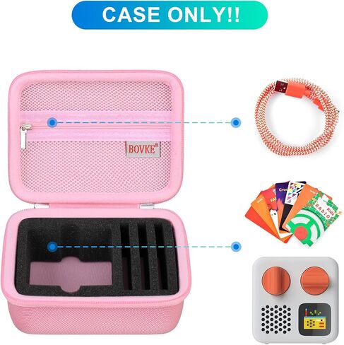حقيبة حمل BOVKE متوافقة مع مشغل الصوت والموسيقى Yoto Mini Kids، حقيبة حامل تخزين لمكبرات صوت الأطفال التي تلعب راديو بطاقات الكتب الصوتية، مساحة إضافية لشحن الكابلات والبطاقات، وردي in Kuwait