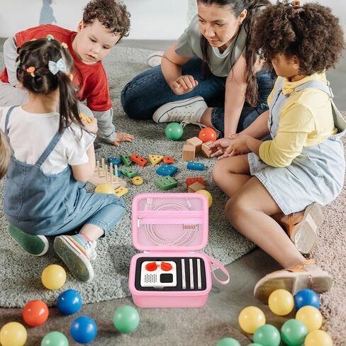 حقيبة حمل BOVKE متوافقة مع مشغل الصوت والموسيقى Yoto Mini Kids، حقيبة حامل تخزين لمكبرات صوت الأطفال التي تلعب راديو بطاقات الكتب الصوتية، مساحة إضافية لشحن الكابلات والبطاقات، وردي in Kuwait