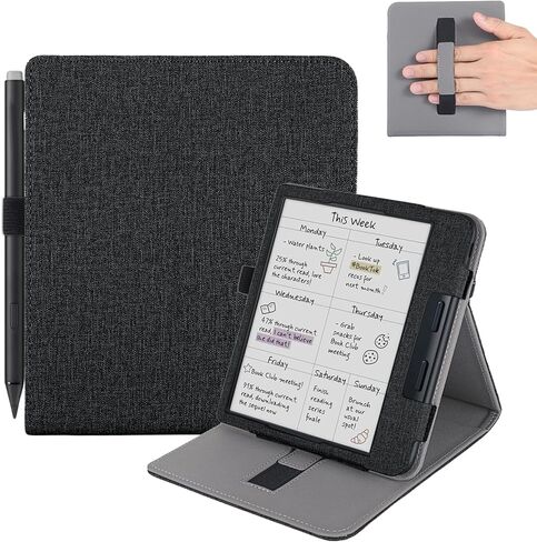for Kobo Libra Colour Case with Pen Holder,Sleep Cover for Kobo Libra 2 Case with Hand Strap,Black in Saudi Arabia