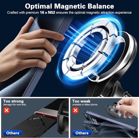 pop-tech for Magsafe Car Mount، [حل فتحة تهوية دائرية] حامل هاتف مغناطيسي للسيارة، [دوران 360 درجة] حامل هاتف خلوي بدون استخدام اليدين يناسب iPhone 15 14 13 12 Pro Max Mini MagSafe لجميع الهواتف in Kuwait