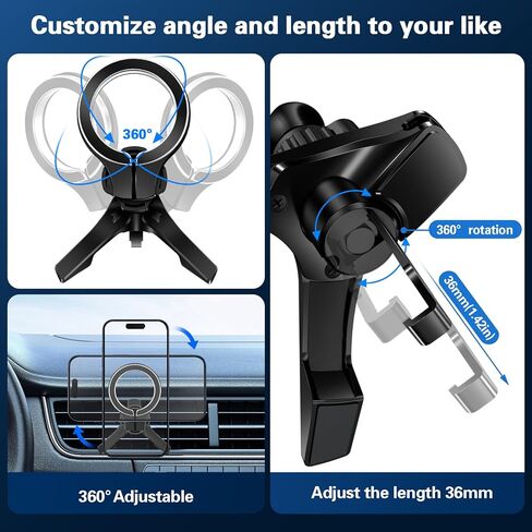 pop-tech for Magsafe Car Mount، [حل فتحة تهوية دائرية] حامل هاتف مغناطيسي للسيارة، [دوران 360 درجة] حامل هاتف خلوي بدون استخدام اليدين يناسب iPhone 15 14 13 12 Pro Max Mini MagSafe لجميع الهواتف in Kuwait