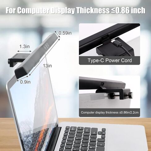 شريط إضاءة شاشة USB، شريط إضاءة شاشة الكمبيوتر، شريط إضاءة شاشة LED عاكس للضوء، شريط إضاءة شاشة الكمبيوتر بدون وهج، أوضاع الإضاءة قابلة للتعديل، يعمل بمنفذ USB (أسود) in Kuwait