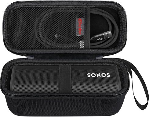 حقيبة حمل لجهاز Sonos Roam 2 / Sonos Roam مكبر صوت بلوتوث محمول مقاوم للماء، مكبر صوت لاسلكي مدمج، حامل تخزين حقيبة واقية للسفر، جيب شبكي إضافي يناسب الكابل، أسود in Saudi Arabia