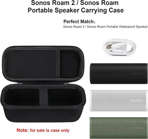 حقيبة حمل لجهاز Sonos Roam 2 / Sonos Roam مكبر صوت بلوتوث محمول مقاوم للماء، مكبر صوت لاسلكي مدمج، حامل تخزين حقيبة واقية للسفر، جيب شبكي إضافي يناسب الكابل، أسود in Saudi Arabia