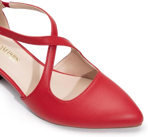 DREAM PAIRS Women's Chunky Heels Dress Pumps Closed Pointed Toe Comfort Cross Strap Block Heel Shoes for Party Dance Wedding in Saudi Arabia