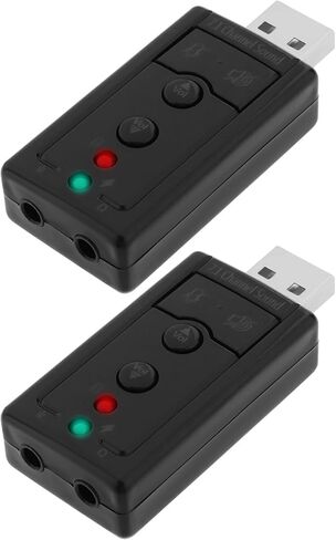 SING F LTD 2 قطعة USB 2.0 Virtual 7.1 قناة محول صوت ستيريو بطاقة صوت خارجية مع منفذ صوت وميكروفون 3.5 مم مناسب لأجهزة الكمبيوتر المحمولة المكتبية مع منفذ USB in Kuwait