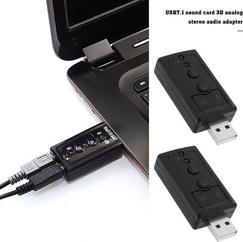 SING F LTD 2 قطعة USB 2.0 Virtual 7.1 قناة محول صوت ستيريو بطاقة صوت خارجية مع منفذ صوت وميكروفون 3.5 مم مناسب لأجهزة الكمبيوتر المحمولة المكتبية مع منفذ USB in Kuwait