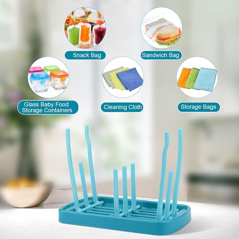 Palksky 2 قطعة من الحقائب البلاستيكية القابلة لإعادة الاستخدام رف تجفيف للأطفال الصغار/أكياس طعام الأطفال، أكياس تخزين أغذية الأطفال القابلة لإعادة الملء وحامل للزبادي/صلصة التفاح/الفاكهة/العصائر/أكياس حليب الثدي in Kuwait