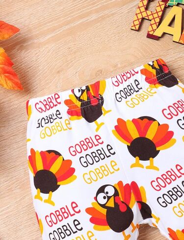 My First Thanksgiving Baby Boy Outfit Turkey Romper Gobble Pants with Hat Thanksgiving Clothes in Saudi Arabia