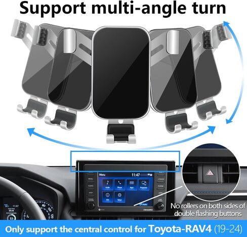 حامل هاتف السيارة LUNQIN لـ 2019-2025 Toyota RAV4 LE XLE & 2019-2025 RAV4 Hybrid LE XLE SE Woodland XLE-Premium & 2021-25 RAV 4 Prime SE ملحقات السيارات أفضل الهواتف المحمولة حامل الهاتف المحمول in Kuwait
