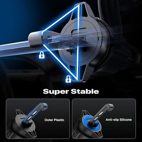 شاحن سيارة لاسلكي مغناطيسي Miracase، لشاحن تثبيت السيارة MagSafe [شحن سريع 15 وات] حامل هاتف السيارة، [دوران 360 درجة] شاحن هاتف السيارة بفتحة تهوية مناسب فقط لسلسلة iPhone 15/14/13/12 in Kuwait