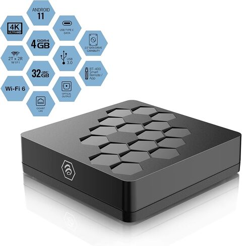 BuzzTV U5 - Android 11، رباعي النواة AMLogic 905x4، WiFi6، ذاكرة وصول عشوائي DDR4 سعة 4 جيجابايت، مساحة تخزين 32 جيجابايت... in Kuwait