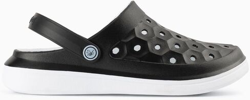 Joybees Womens Varsity Clog, Comfortable Slip-on Water Friendly Athletic Clog, Adults Varsity Clog, Two-Tone Black/White, Women's Size 5 in Saudi Arabia
