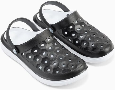 Joybees Womens Varsity Clog, Comfortable Slip-on Water Friendly Athletic Clog, Adults Varsity Clog, Two-Tone Black/White, Women's Size 5 in Saudi Arabia