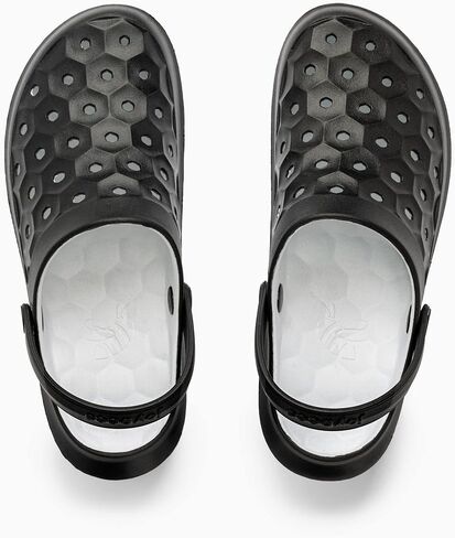 Joybees Womens Varsity Clog, Comfortable Slip-on Water Friendly Athletic Clog, Adults Varsity Clog, Two-Tone Black/White, Women's Size 5 in Saudi Arabia