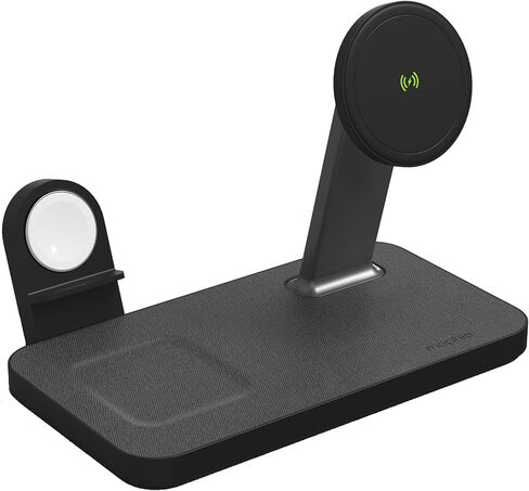 شاحن mophie Snap+ 3 في 1، 15 واط لاسلكي متوافق مع iPhone14، MagSafe، وغيرها من الهواتف التي تدعم Qi، AirPods، محول للساعة الذكية (Apple أو Galaxy) (شاحن الساعة غير متضمن، قم بتوصيل شاحنك الخاص) in Kuwait