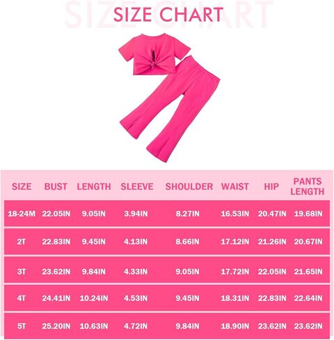 SOBOWO Toddler Girl Summer Clothes Solid Knot Front Short Sleeve T-Shirt Tops Split Flare Pants 2Pcs Baby Bell Bottom Outfits in Saudi Arabia