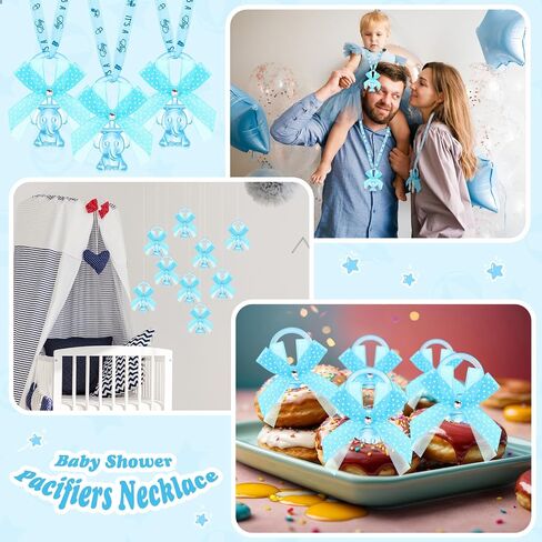 60 Pieces Elephant Baby Shower Pacifiers Necklace Acrylic Baby Pacifiers Party Supplies Pacifiers Charm for Guests Baby Shower Party Table Scatter Favors (Blue) in Saudi Arabia