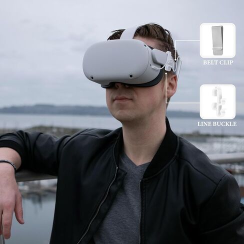 منظم باور بانك للبطارية من Geekria VR متوافق مع ملحقات Meta Quest 3 / Quest 2 / Quest Pro، ومشابك كابل VR Link، وملحقات ألعاب الواقع الافتراضي (أبيض) in Saudi Arabia
