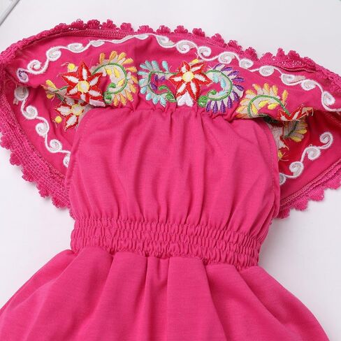AWIBMK Baby Girls Mexican Dress Off Shoulder Floral Embroidered Dresses Cinco De Mayo Kids Traditional Ethnic Wear Outfit in Saudi Arabia