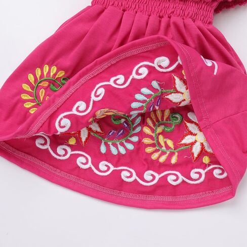 AWIBMK Baby Girls Mexican Dress Off Shoulder Floral Embroidered Dresses Cinco De Mayo Kids Traditional Ethnic Wear Outfit in Saudi Arabia