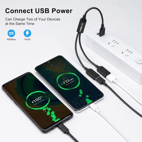 كابل مقسم USB، محول USB A مقسم 1 في 2، محور منفذ مزدوج لنقل البيانات/الشحن، تمديد إضافي لسلك الطاقة المقسوم للسيارة/الكمبيوتر المحمول/Mac/PC (أسود) in Kuwait