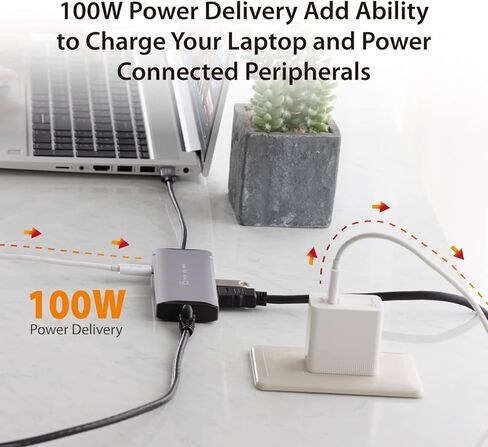 j5create USB C Hub - 4K 60 هرتز HDMI، 2 USB-A 10 جيجابت في الثانية، USB-C 10 جيجابت في الثانية مع PD 100 وات، إيثرنت، | محول متعدد المنافذ لأجهزة MacBook وChromeBook وXPS وSurface Pro (JCD392) in Kuwait