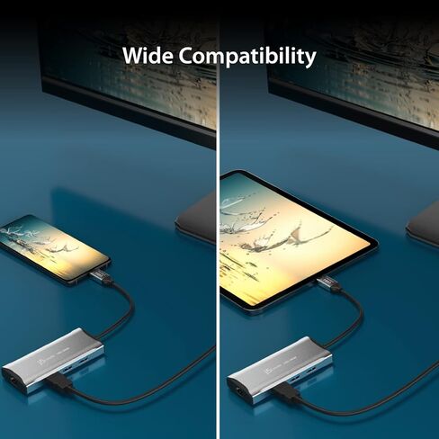 j5create USB C Hub - 4K 60 هرتز HDMI، 2 USB-A 10 جيجابت في الثانية، USB-C 10 جيجابت في الثانية مع PD 100 وات، إيثرنت، | محول متعدد المنافذ لأجهزة MacBook وChromeBook وXPS وSurface Pro (JCD392) in Kuwait