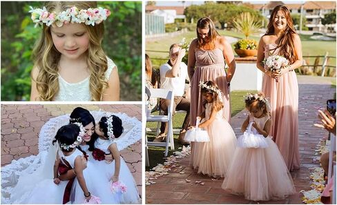 Mother Baby Girls Flower Crown Flower Girl Headpiece boho Little Wreaths for Weddings, Family photography (Mother+Daughther Pink Crown) in Saudi Arabia