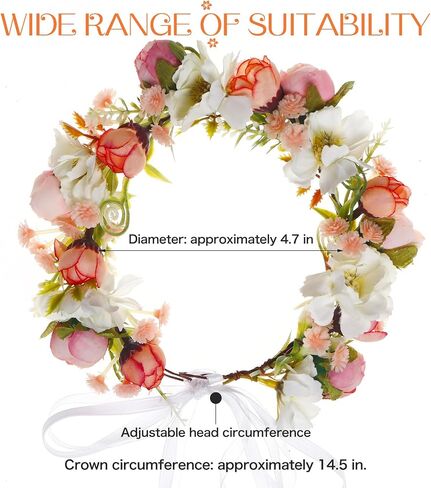 Mother Baby Girls Flower Crown Flower Girl Headpiece boho Little Wreaths for Weddings, Family photography (Mother+Daughther Pink Crown) in Saudi Arabia