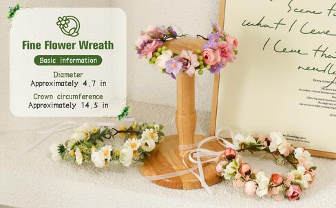 Mother Baby Girls Flower Crown Flower Girl Headpiece boho Little Wreaths for Weddings, Family photography (Mother+Daughther Pink Crown) in Saudi Arabia