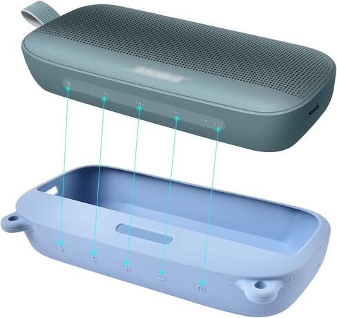 غطاء حافظة من السيليكون متوافق مع مكبر الصوت المحمول Bose SoundLink Flex Bluetooth مع حزام (حقيبة الحقيبة فقط) - أزرق in Kuwait